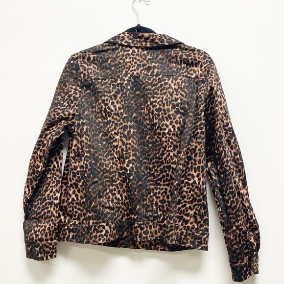 Joan Rivers Women's 14 Brown Animal Print Cotton Stretch Trucker Style Jacket - Picture 8 of 8